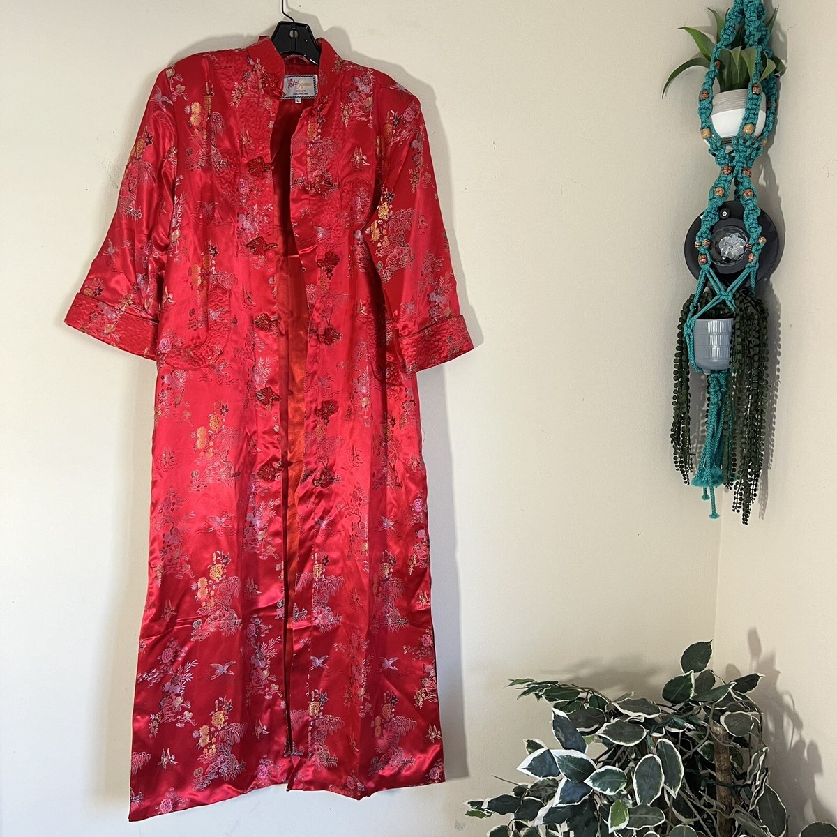 VTG Solz Squirrel Chinese Long Robe Dress Jacket Red VTG Solz Squirrel Chinese Long Robe Dress Jacket Red