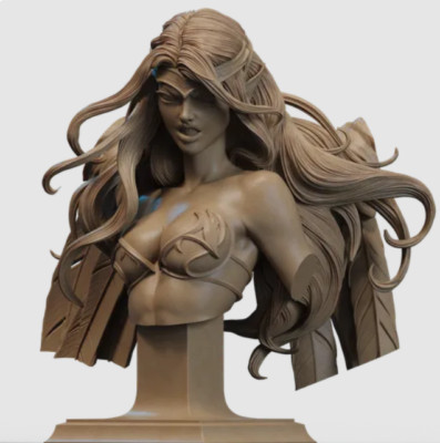 Warrıor Woman  Bust 3D Print   12K Ultra-High-Detail Resin Figure   Unpainted