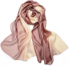 Gradient Beige Cotton Silk Scarf Elegant Soft For Daily Life Festival Gathering