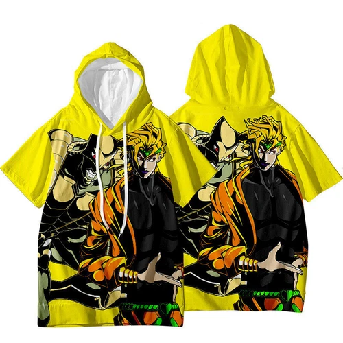 JoJo's Bizarre Adventure Jotaro Kujo Short Sleeve Hoodie Shirt Thin Material