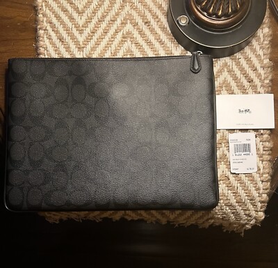 Coach Large Pouch Clutch Bag In Signature Canvas F25520 Color Black