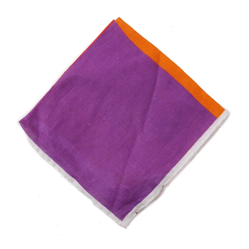 RODA Red-Orange-Purple Multicolor Quadrant Print Linen Pocket Square - Image 2 of 3