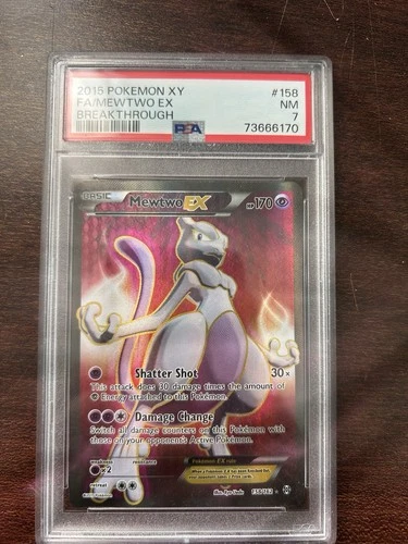 Pokémon Mewtwo EX TCG Full Art Holo Ultra Rare Card Breakthrough 157/162 PSA 7!
