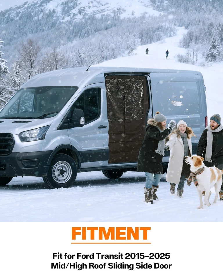 Van Chill Curtain Fit Ford Transit 2015-2025 Mid High Roof Sliding Door Thermal - Image 2 of 4