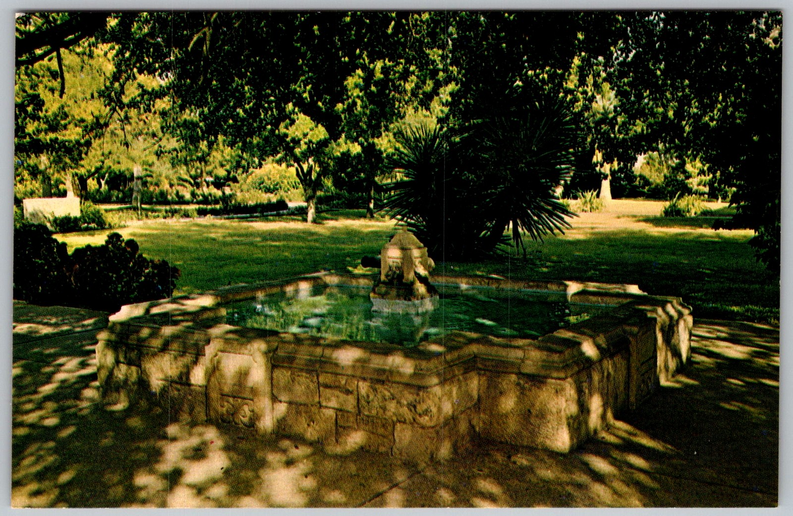 Vtg Postcard Memorial Garden Fountain San Antonio, TX 1950s