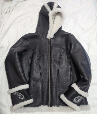 Territory Ahead Women's Medium Leather Sherpa Lined Jacket Bomber Style Vintage