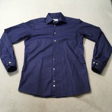 Eton Shirt Mens 16 neck Blue Micro Dot Contemporary Dress Long Sleeve Button
