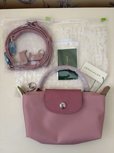 Longchamp Mini Crossbody Bag In Pink Brand New From The Green Range with Tags