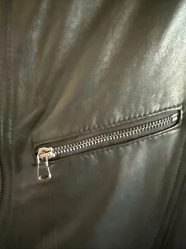Vera Pelle Men's Genuine Leather Black Bomber Jacket Made In Italy Size 60￼ image 3
