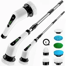 Electric Spin Scrubber, Cordless Cleaning Brush with 2 Speeds, Power Scrubber wi