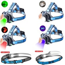 Red/Green/White/UV LED Sensor Head Torch Light Headlamp USB Rechargeable Lamp