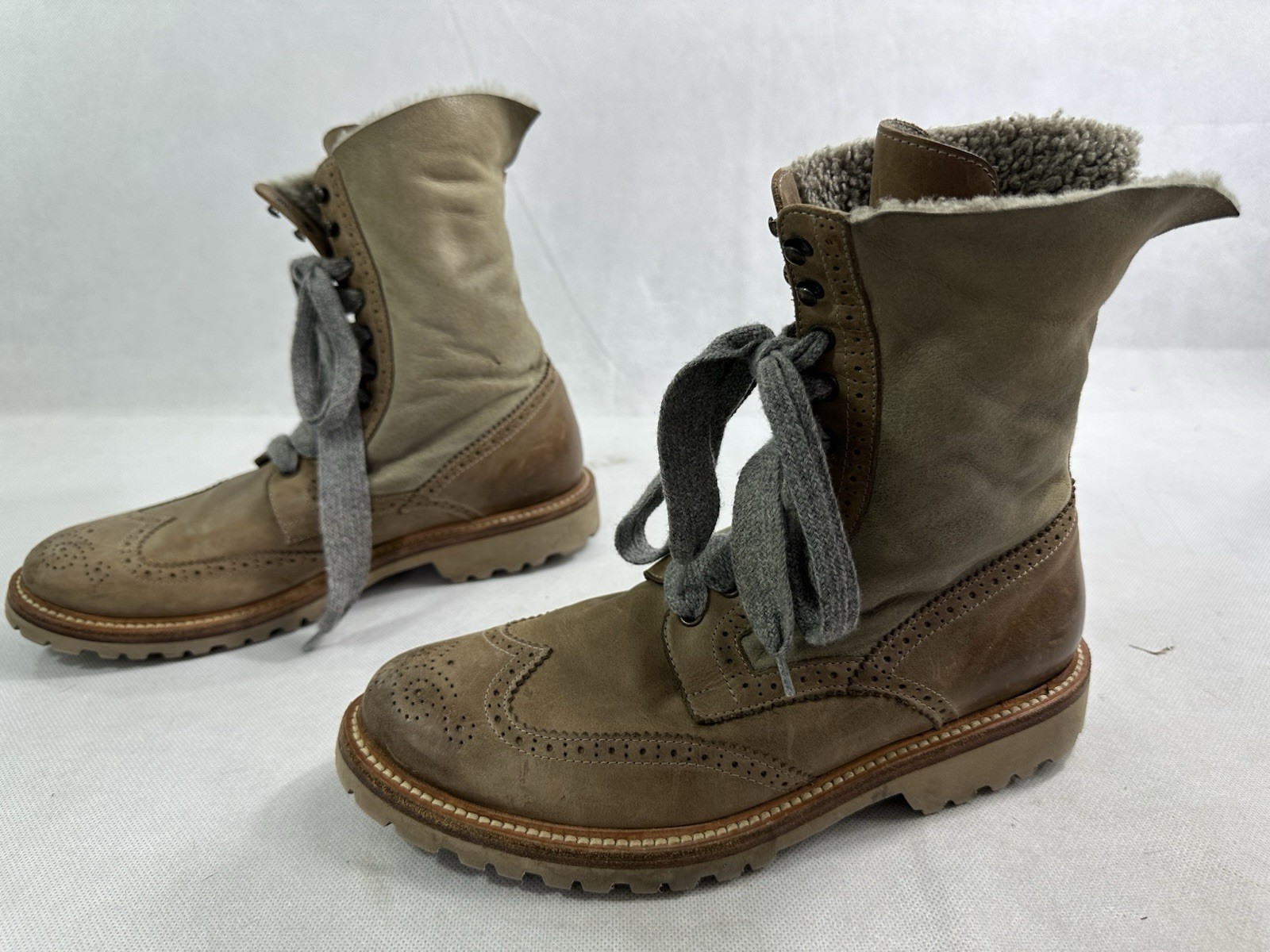 Brunello Cucinelli Shearling Lined Combat Boots w… - image 4