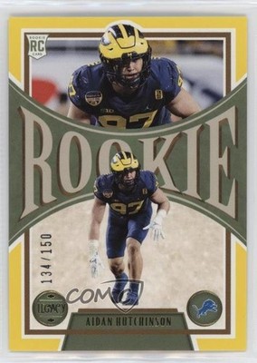 2022 Panini Legacy Rookies Yellow 134/150 Aidan Hutchinson #148 Rookie RC uk2