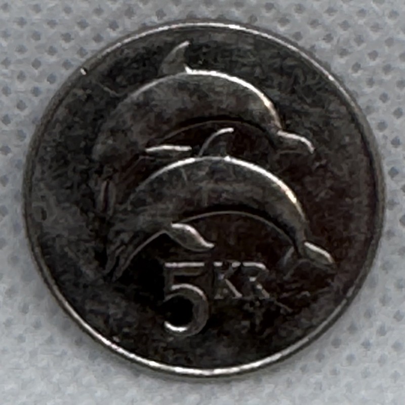 Up for auction is a 2007 Icelandic 5 Krónur (Fimm Krónur) coin (circulated)