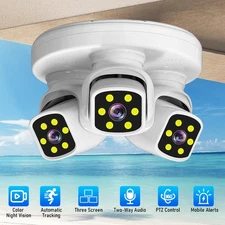 Triple Lens WiFi PTZ Camaras De Seguridad Exterior 4K Con Vision Nocturna Video