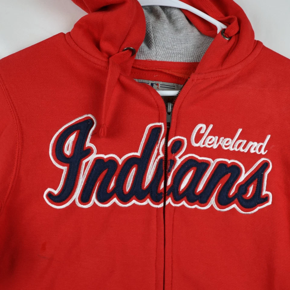 Толстовка с капюшоном мужская Cleveland Indians средняя красная бейсбольная MLB на молнии толстовка в полоску - Изображение 2 из 4