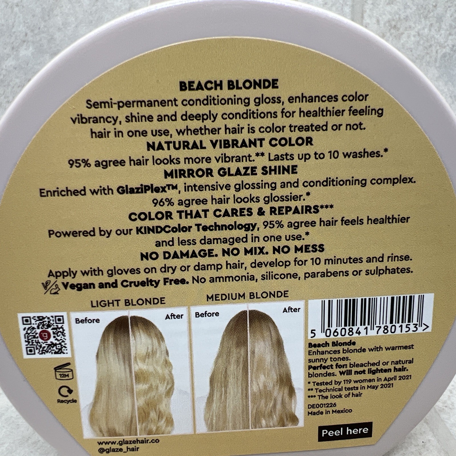Glaze Super Color Conditioning Gloss BEACH BLONDE 190 ml / 6.4 oz Vibrant Hair