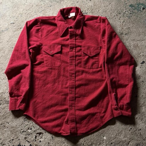 Sears Kings Road Chamois Flannel Shirt Red Large 100% Cotton 70s Vintage
