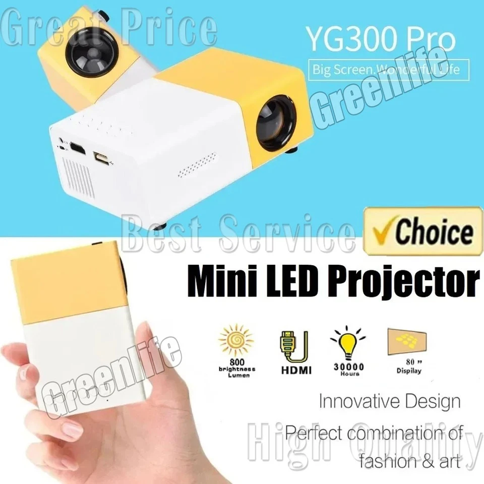 LED Mini Projector Portable 1080P Home Theater Cinema Projector HDMI USB TV - Image 2 of 4