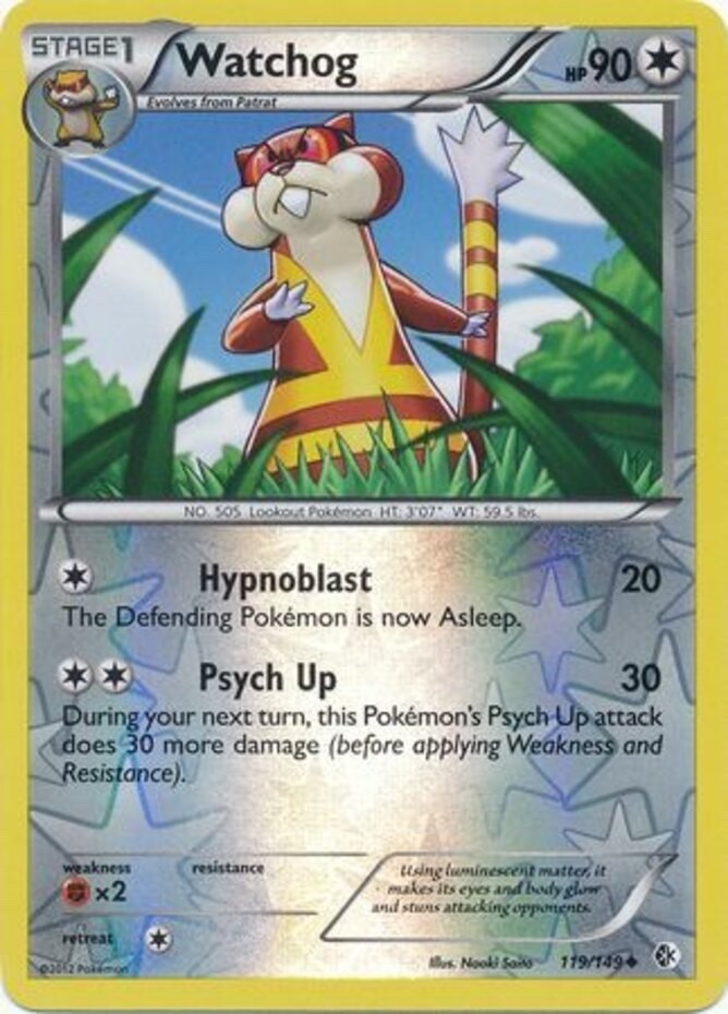 Pokemon - Watchog - 119/149 - Reverse Holo - Boundaries Crossed - NM/M