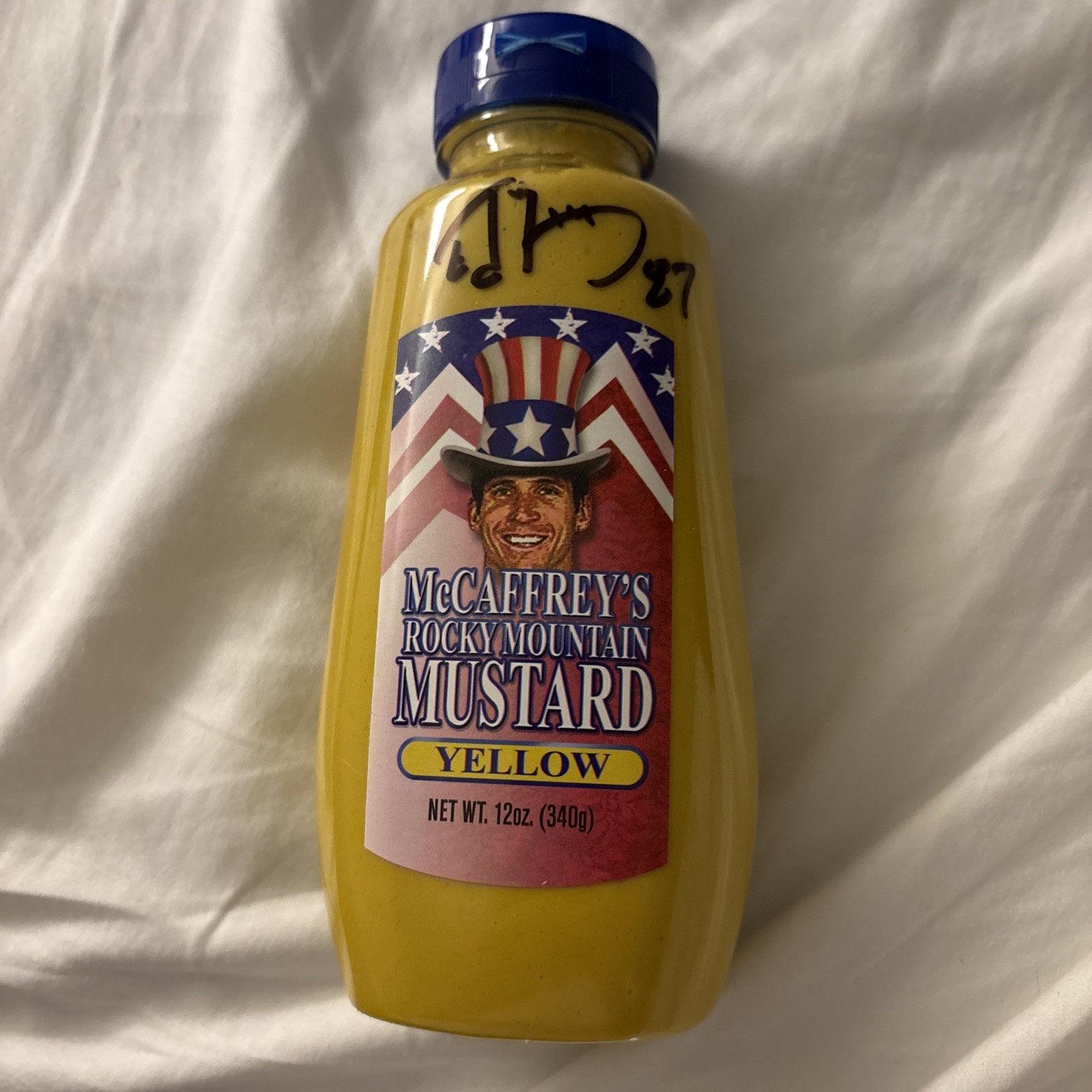 Ed McCaffrey #87 Denver Broncos Signed Mustard Bottle Autograph