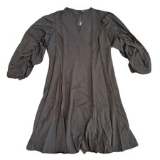 XPlusWear Ruched Sleeve A-Line Dress in Black, Size 2XL