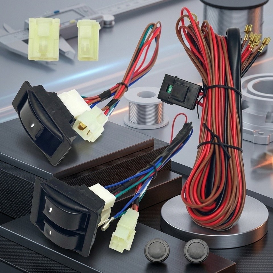 Power Window Switch Kit 12V 24V for For two Door Cars Includes Harness ...