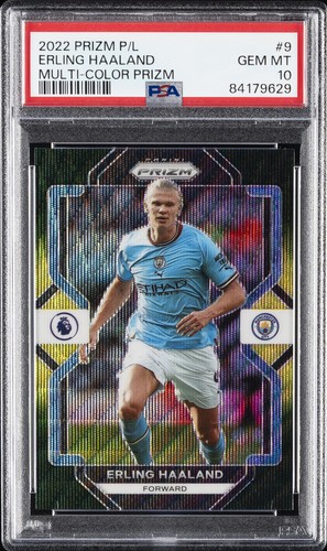 2022-23 PANINI PRIZM PREMIER LEAGUE MULTI-COLOR PRIZM #9 ERLING HAALAND PSA 10