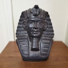 Ägyptische Vintage Pharao Kopf Büste schwarz Statue Ornament Alt Ägypten Deko