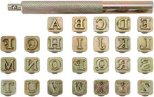 27 Pieces Leathercarft Stamping Tool Set, 26 Letters Alphabet Stamps Steel Punch