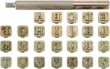 27 Pieces Leathercarft Stamping Tool Set, 26 Letters Alphabet Stamps Steel Punch