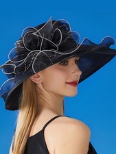Women's Kentucky Derby Church Dress Hat Bridal Tea Party Wedding Hat Wide Brim