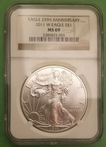 2011 W S$1 Burnished 25th Anniv Silver Eagle West Point NGC MS69