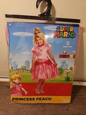 Super Mario Princess Peach Girls Costume with Crown Size Medium 3t-4t Halloween