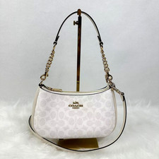 Coach Teri Shoulder Bag In Signature Canvas In Gold/White/Chalk CV933 NWT