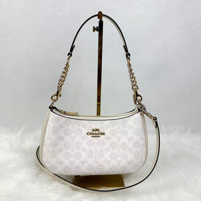 Coach Teri Shoulder Bag In Signature Canvas In Gold/White/Chalk