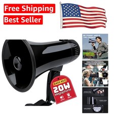 20W Portable Megaphone Bullhorn with Siren Recording - Clear Sound Up to 300ft