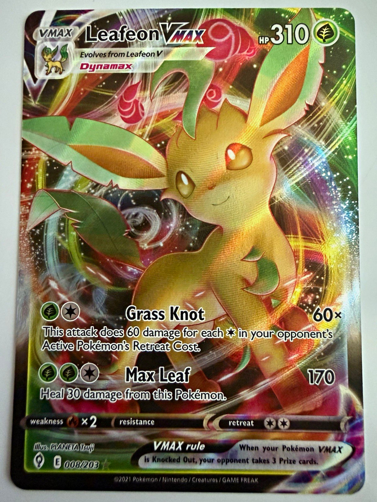 The Pokémon Company Leafeon VMAX 008/203 SWSH07 Ultra Rare Holo English
