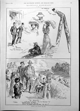Antique Print Glorious Goodwood Cartoons Racing Stables Pretty Polly 1904 20th