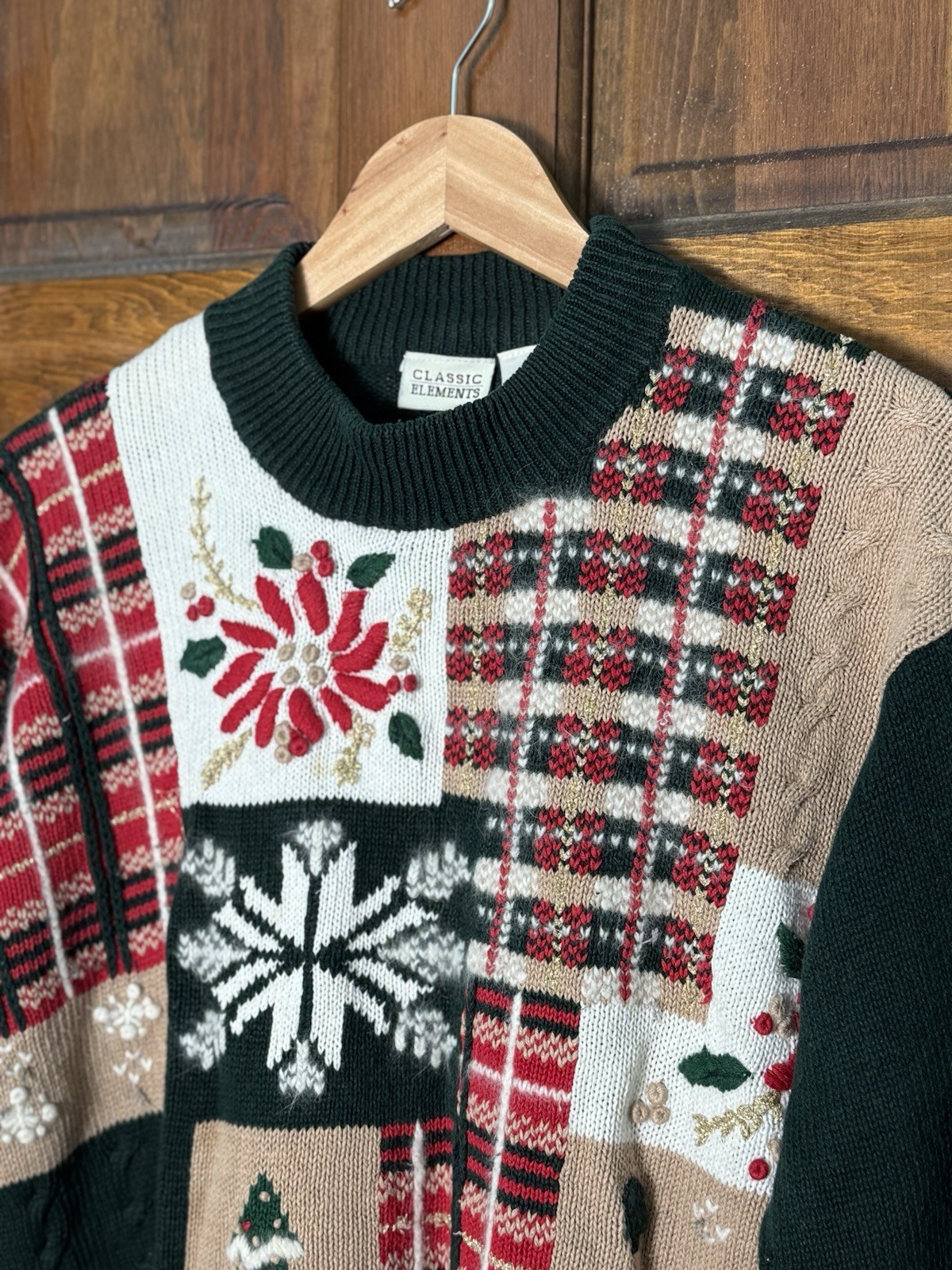 Vintage Classic Elements Patchwork Christmas Swea… - image 6