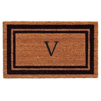 Calloway Mills 18 x 30 in. Black Border Monogram Rectangular Doormat, - Letter V