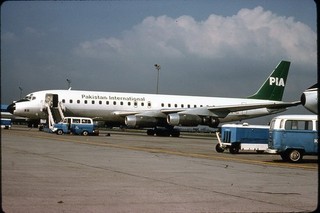 Duplicate Aircraft Slide Pakistan Intl DC8 55 N1776R @ AMS 1978 (A130)