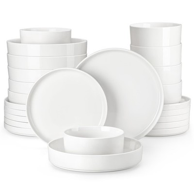 Dinnerware Set 24 Piece Service for 6 Ivory White Porcelain LEAH MALACASA Pieces