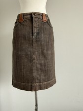 GF FERRE COTTON LEATHER DENIM ZIP BUTTON VENT BACK POCKETS SKIRT SIZE 28 / 42 IT
