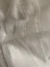 Remnant -  Vintage Cotton/ Poly Batiste Lace Stripes  Fabric ~ 3 1/2 Yards