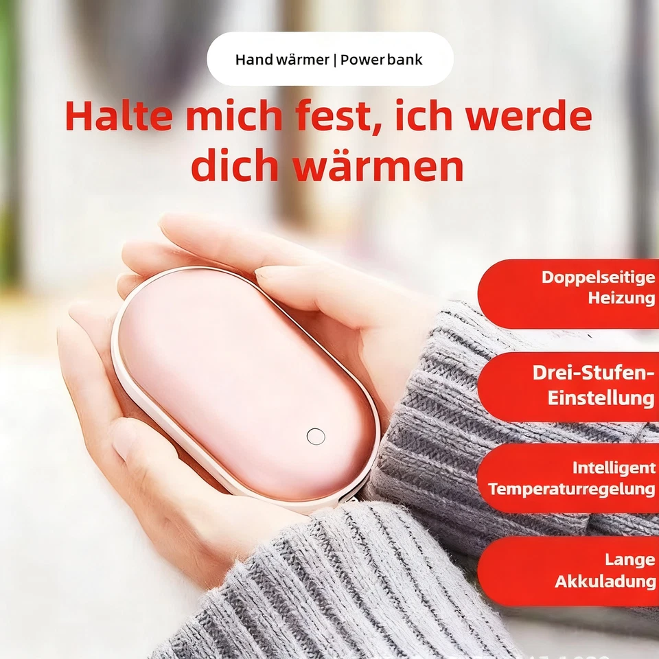 2x Tragbare Handwärmer USB Power Bank Elektrische Taschenwärmer Wärmer 2in1 - Bild 3 von 4