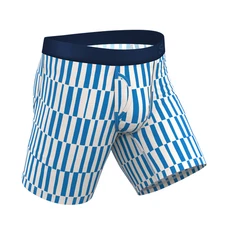 Shinesty "The Hamptons" Long Leg Boxer Briefs with Fly (Blue Mosaic Stripe)