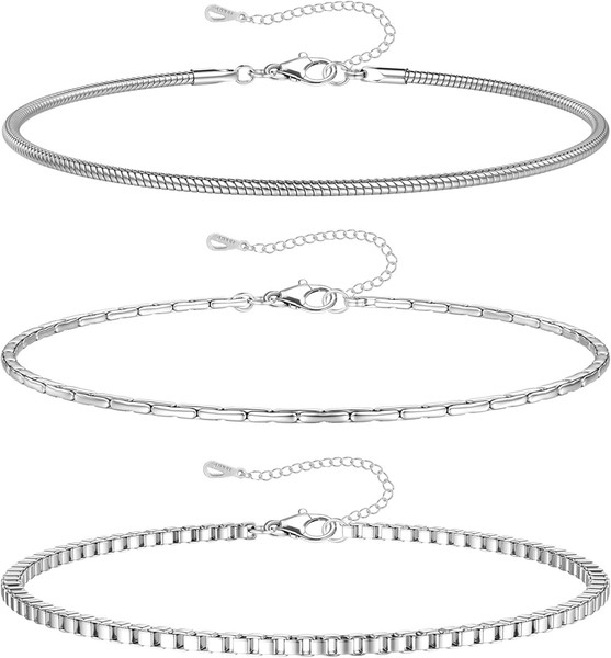 Armband Set Herren Edelstahl Kubanisches Gliederseil Figaro 3 StüCk Schmuck-image