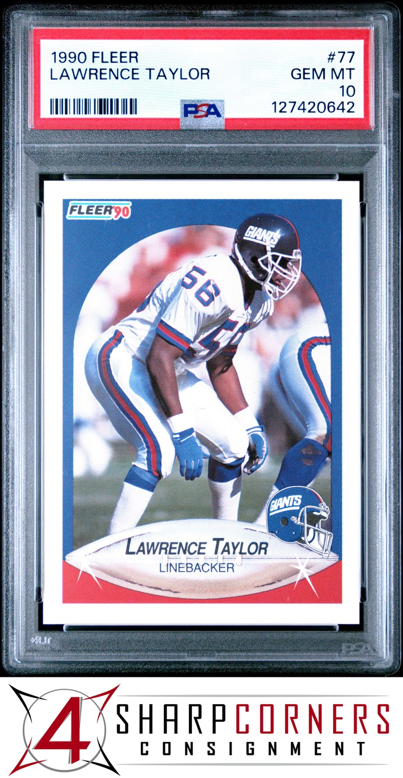 1990 FLEER #77 LAWRENCE TAYLOR GIANTS HOF PSA 10