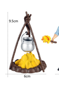 ONE (1)Fire pit COMPLETE cooking pot with separate fire log  1:18 SCALE PLASTIC!